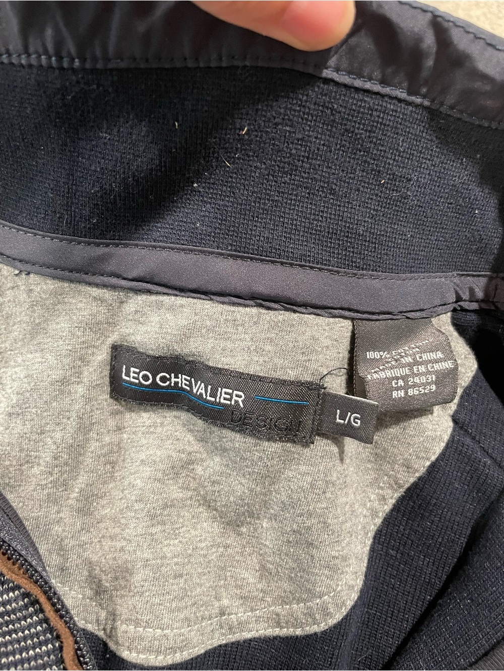 Leo Chevalier Navy and Gray Men’s Quarter-Zip